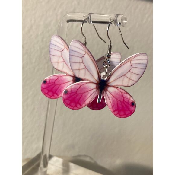 Drop Earrings butterfly  acrylic - Picture 1 of 2